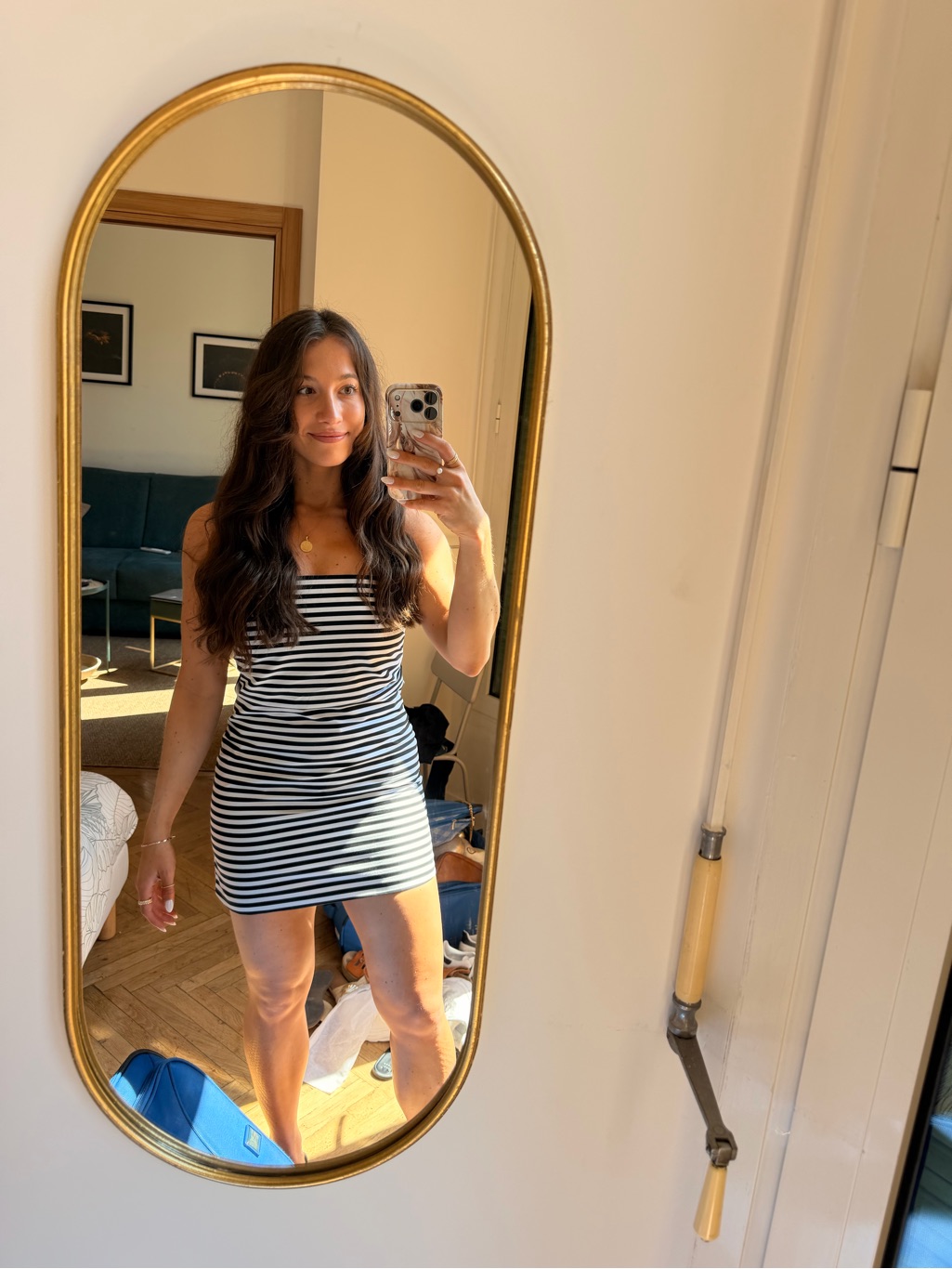 Striped Black And White Mini Dress - Classic Strapless Style